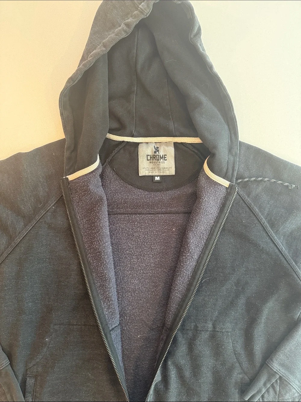 Kids Black Full-Zip Hooded Sweatshirt with Drawstring